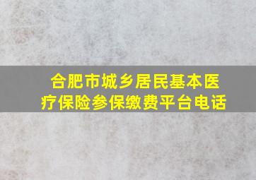 合肥市城乡居民基本医疗保险参保缴费平台电话