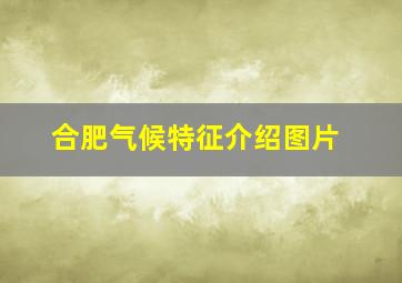 合肥气候特征介绍图片