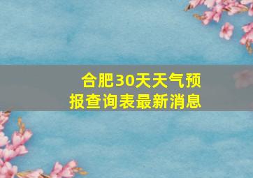 合肥30天天气预报查询表最新消息