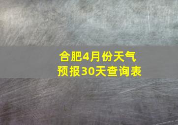 合肥4月份天气预报30天查询表