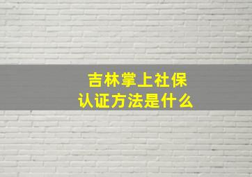 吉林掌上社保认证方法是什么