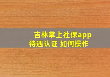 吉林掌上社保app 待遇认证 如何操作