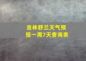 吉林舒兰天气预报一周7天查询表