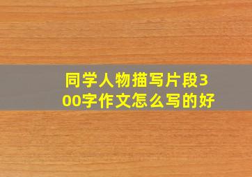 同学人物描写片段300字作文怎么写的好