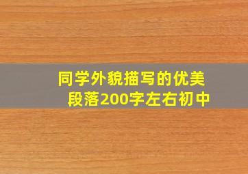 同学外貌描写的优美段落200字左右初中