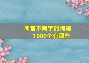 同音不同字的词语1000个有哪些