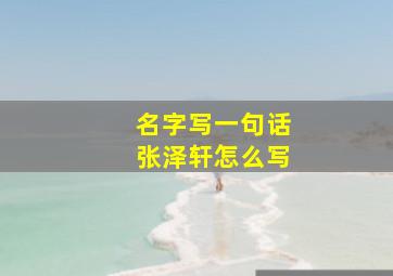 名字写一句话张泽轩怎么写