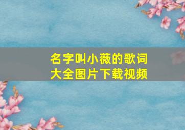 名字叫小薇的歌词大全图片下载视频