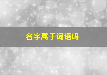 名字属于词语吗