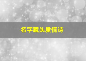 名字藏头爱情诗