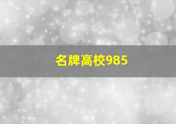 名牌高校985