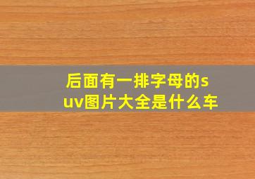 后面有一排字母的suv图片大全是什么车