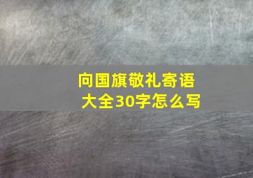 向国旗敬礼寄语大全30字怎么写