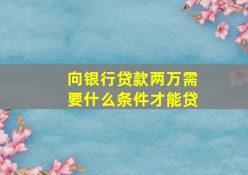 向银行贷款两万需要什么条件才能贷