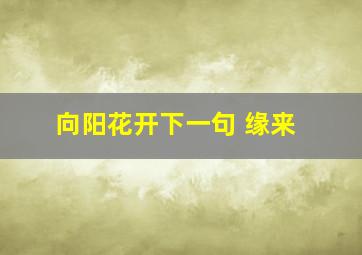 向阳花开下一句 缘来