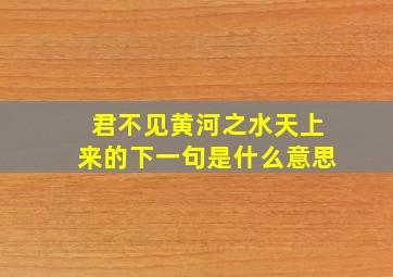 君不见黄河之水天上来的下一句是什么意思