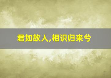 君如故人,相识归来兮