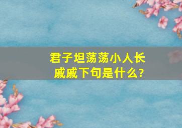 君子坦荡荡小人长戚戚下句是什么?