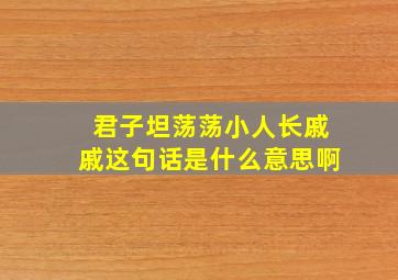 君子坦荡荡小人长戚戚这句话是什么意思啊