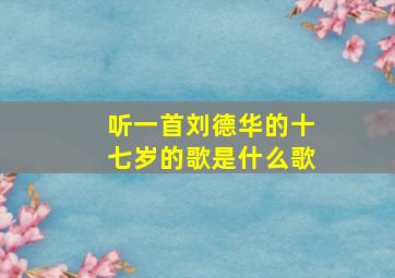 听一首刘德华的十七岁的歌是什么歌