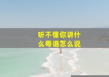 听不懂你讲什么粤语怎么说