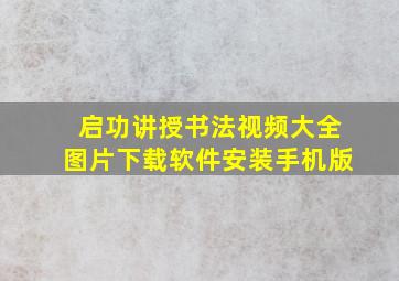 启功讲授书法视频大全图片下载软件安装手机版