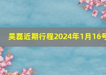 吴磊近期行程2024年1月16号