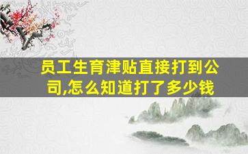 员工生育津贴直接打到公司,怎么知道打了多少钱