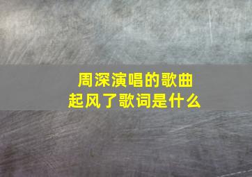 周深演唱的歌曲起风了歌词是什么