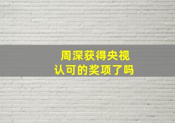 周深获得央视认可的奖项了吗