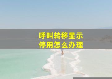 呼叫转移显示停用怎么办理