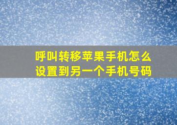 呼叫转移苹果手机怎么设置到另一个手机号码