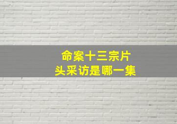 命案十三宗片头采访是哪一集