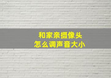 和家亲摄像头怎么调声音大小