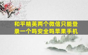 和平精英两个微信只能登录一个吗安全吗苹果手机