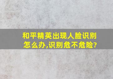 和平精英出现人脸识别怎么办,识别危不危险?