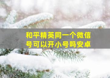 和平精英同一个微信号可以开小号吗安卓