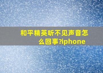 和平精英听不见声音怎么回事?iphone