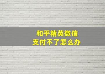 和平精英微信支付不了怎么办