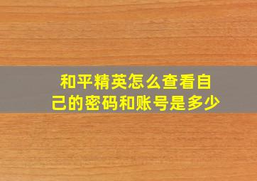 和平精英怎么查看自己的密码和账号是多少