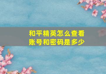 和平精英怎么查看账号和密码是多少