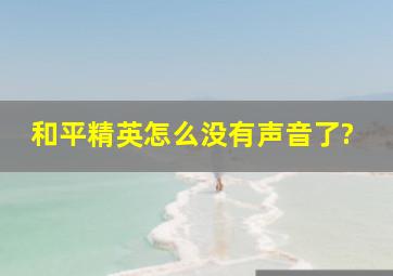 和平精英怎么没有声音了?