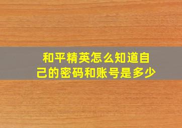 和平精英怎么知道自己的密码和账号是多少