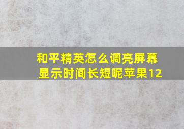 和平精英怎么调亮屏幕显示时间长短呢苹果12