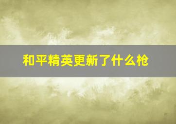 和平精英更新了什么枪