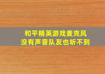 和平精英游戏麦克风没有声音队友也听不到