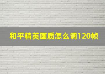 和平精英画质怎么调120帧