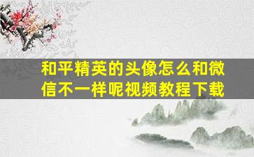 和平精英的头像怎么和微信不一样呢视频教程下载