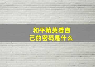 和平精英看自己的密码是什么