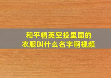 和平精英空投里面的衣服叫什么名字啊视频